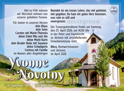 Traueranzeige Yvonne Novotny