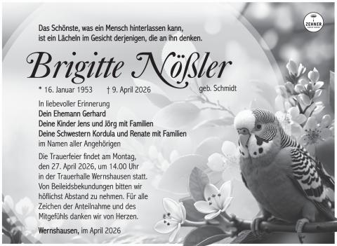 Traueranzeige Brigitte Nößler