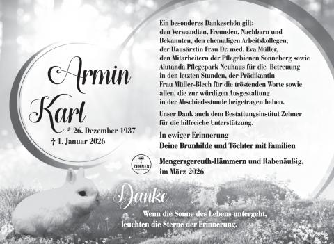 Danksagung Armin Karl