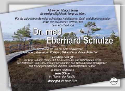 Traueranzeige Dr. Eberhard Schulze