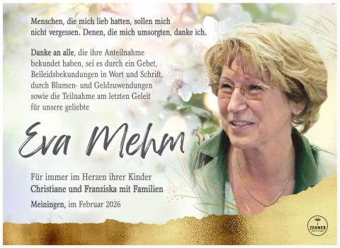 Danksagung Eva Mehm