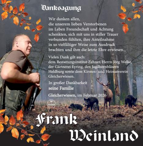 Danksagung Frank Weinland