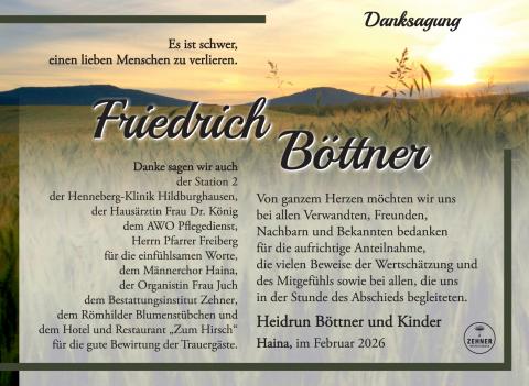 Danksagung Friedrich Böttner