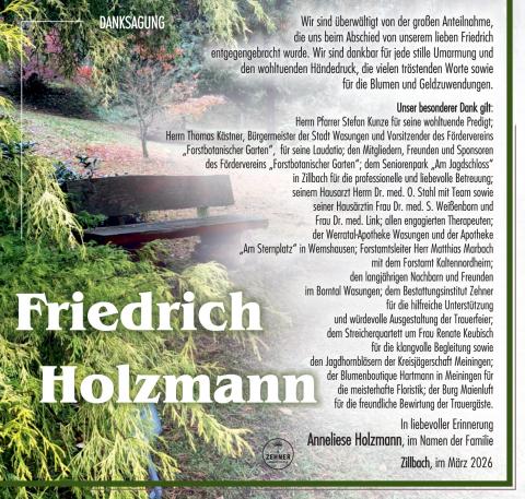 Danksagung Friedrich Holzmann
