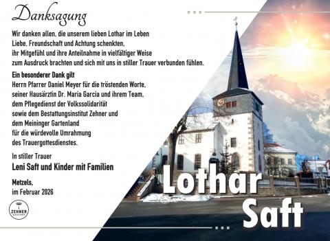 Danksagung Lothar Saft 