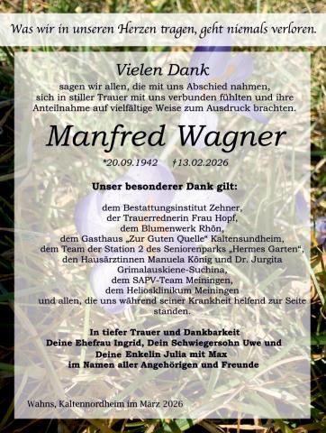 Danksagung Manfred Wagner