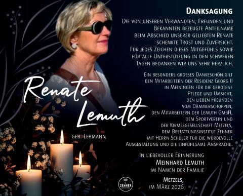 Danksagung Renate Lemuth