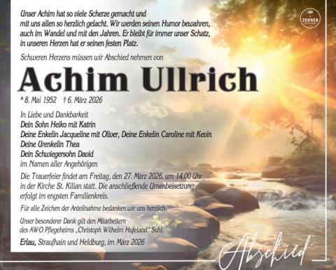 Traueranzeige Achim Ullrich