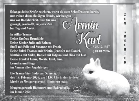 Traueranzeige Armin Karl