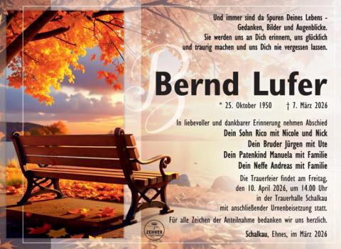 Traueranzeige Bernd Lufer