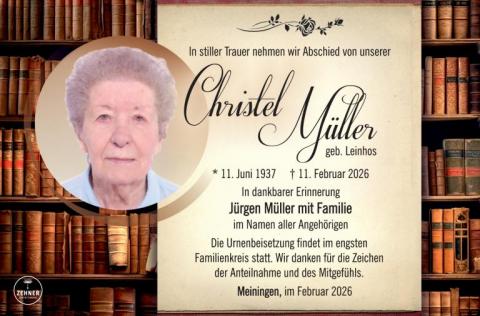 Traueranzeige Christel Müller