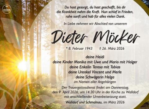 Traueranzeige Dieter Höcker
