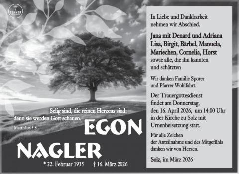 Traueranzeige Egon Nagler