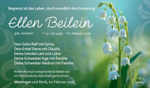 Traueranzeige Ellen Beilein