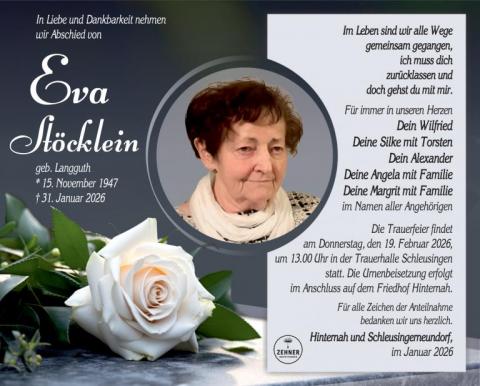 Traueranzeige Eva Stöcklein