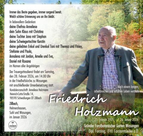 Traueranzeige Friedrich Holzmann