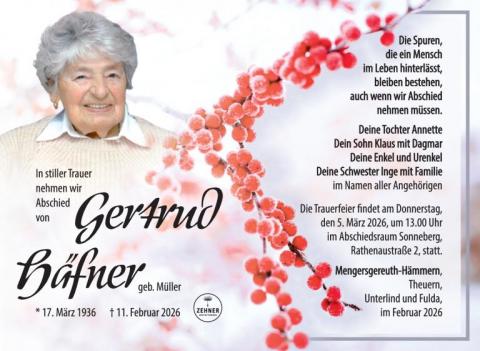 Traueranzeige Gertrud Häfner