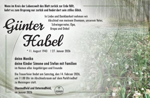 Traueranzeige Günter Habel