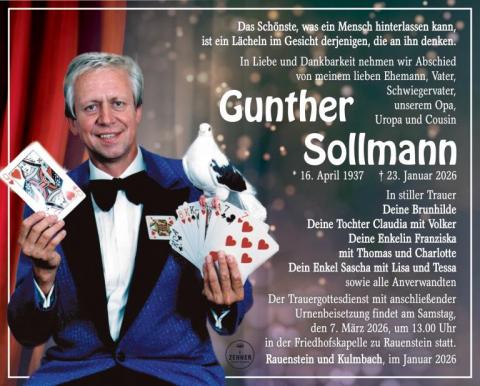 Traueranzeige Gunther Sollmann