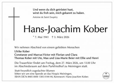 Traueranzeige Hans-Joachim Kober