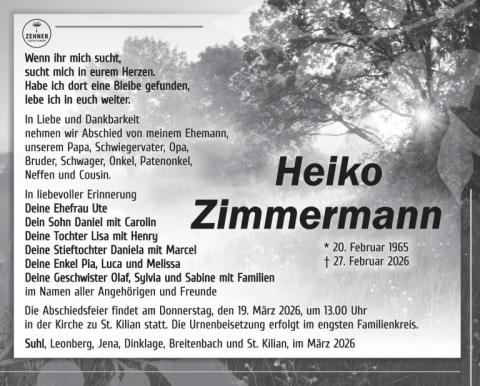 Traueranzeige Heiko Zimmermann