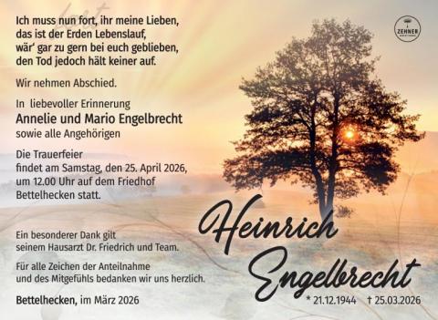 Traueranzeige Heinrich Engelbrecht