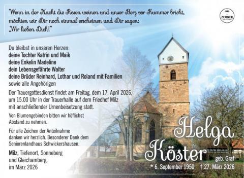 Traueranzeige Helga Köster