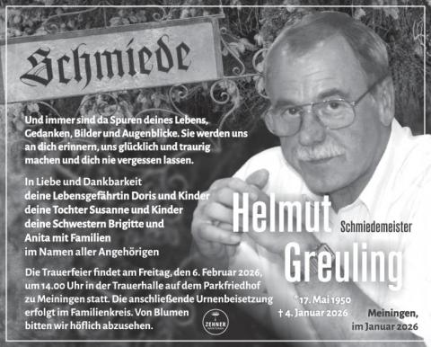 Traueranzeige Helmut Greuling