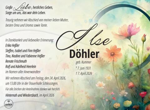Traueranzeige Ilse Döhler