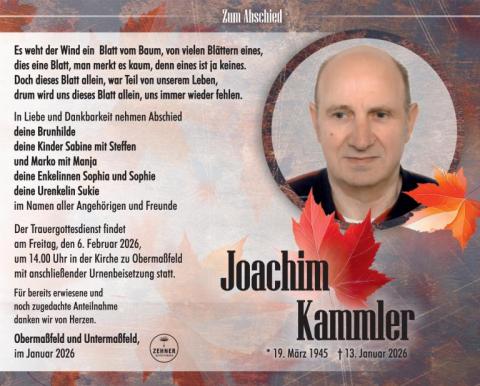 Traueranzeige Joachim Kammler