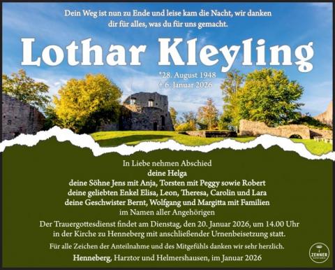 Traueranzeige Lothar Kleyling
