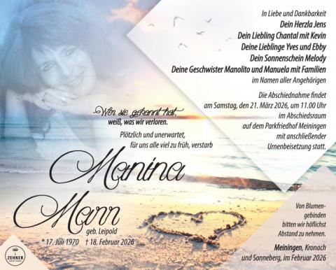 Traueranzeige Marina Marr