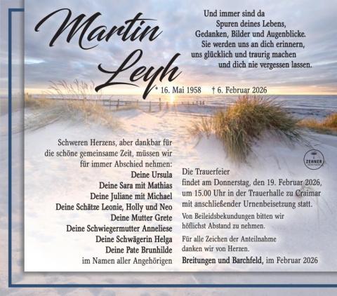 Traueranzeige Martin Leyh