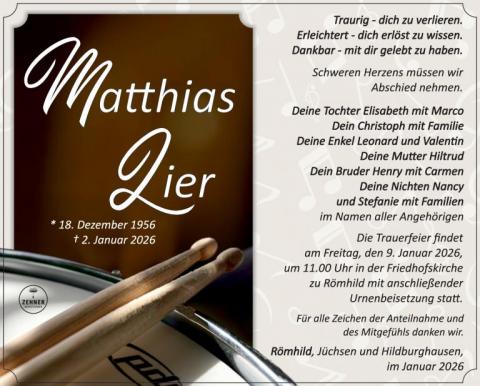 Traueranzeige Matthias Lier