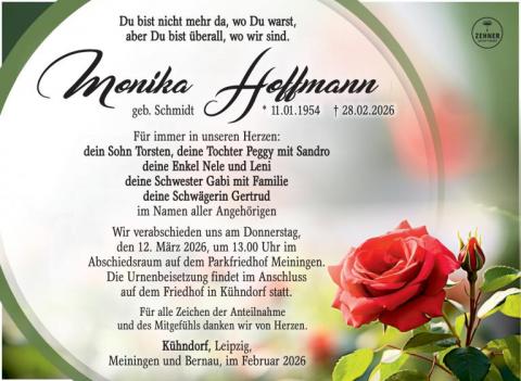 Traueranzeige Monika Hoffmann