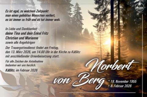 Traueranzeige Norbert von Berg