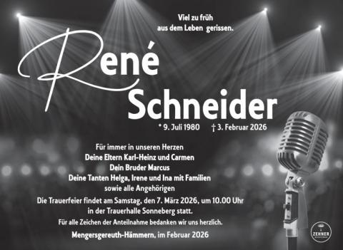 Traueranzeige Rene Schneider