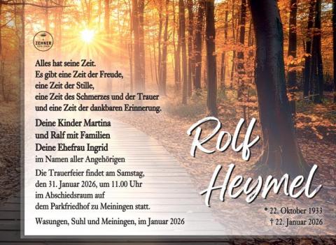 Traueranzeige Rolf Heymel