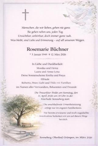 Traueranzeige Rosemarie Büchner