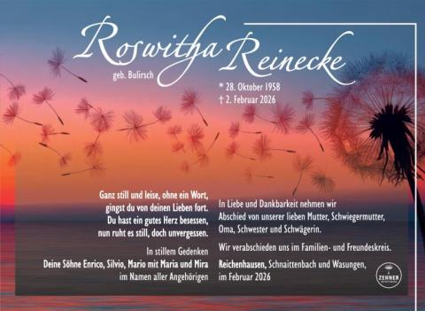 Traueranzeige Roswitha Reinecke