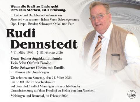 Traueranzeige Rudi Dennstedt