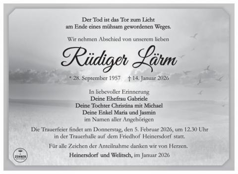 Traueranzeige Rüdiger Lärm