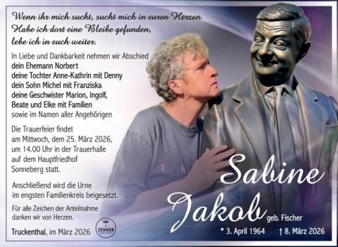 Traueranzeige Sabine Jakob