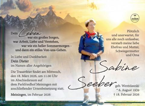 Traueranzeige Sabine Seeber
