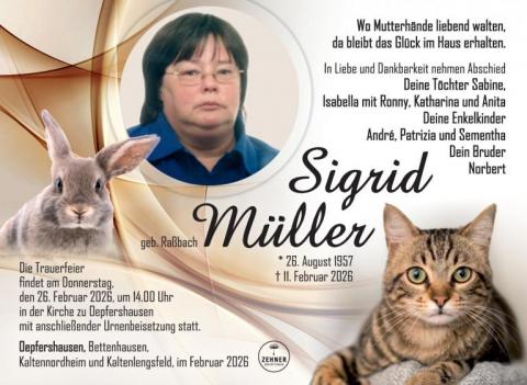 Traueranzeige Sigrid Müller