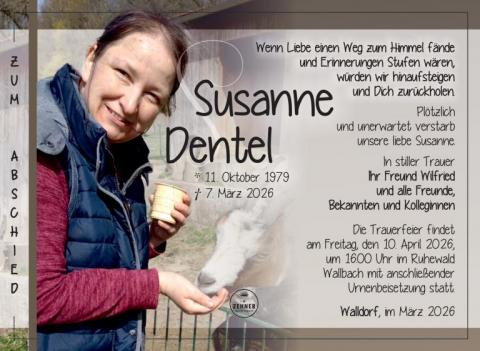 Traueranzeige Susanne Dentel