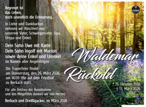 Traueranzeige Waldemar Rückold