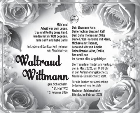 Traueranzeige Waltraud Wittmann