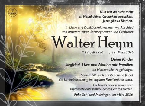 Traueranzeige Walter Heym