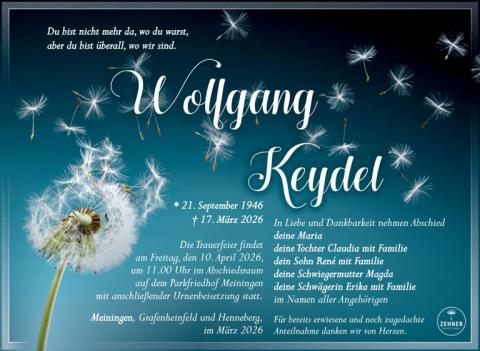 Traueranzeige Wolfgang Keydel